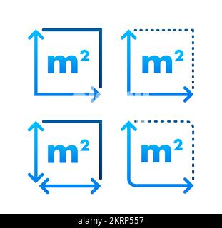 m2 Symbol für Flächeneinheit. Quadratmeter. Darstellung des Vektormaterials. Stock Vektor