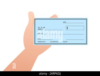 Blankoscheck. Finanzielle Zahlung. Scheckbuch-Vorlage. Darstellung des Vektormaterials. Stock Vektor