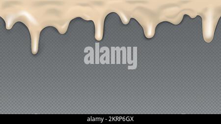 Beige Tropfkaramell, kein Hintergrund, transparente Panoramaschablone – Vektordarstellung Stock Vektor