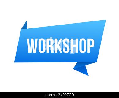 Symbol Workshop, Schulung und soziales Netzwerk, Label. Darstellung des Vektormaterials Stock Vektor