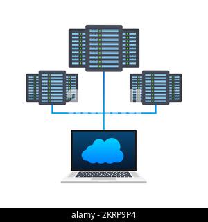 Verteilte Datenbank, Datenspeicherserver. Darstellung des Vektormaterials. Stock Vektor