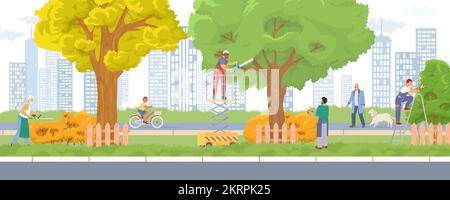 Abbildung: Vektorarbeit im Stadtparkbereich Stock Vektor