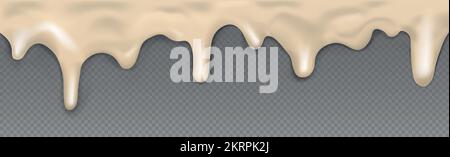 Beige Tropfkaramell, kein Hintergrund, transparente Panoramaschablone – Vektordarstellung Stock Vektor