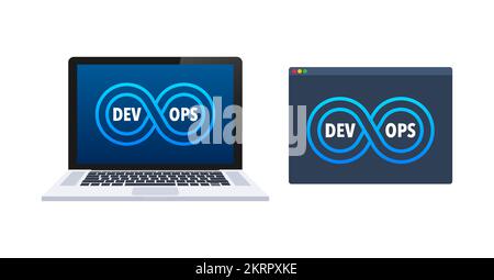 Entwicklungsmethodik für DevOps-Software. Entwicklungsbetriebssoftware. Darstellung des Vektormaterials. Stock Vektor