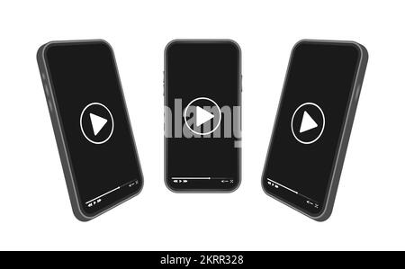 Video-Player-Schnittstelle auf Smartphone. Live-Video-Streaming. Webdesign. Digitales Gerät. Darstellung des Vektormaterials. Stock Vektor