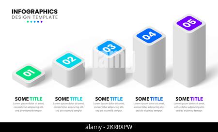 Infografik-Vorlage mit 5 Optionen oder Schritten. Kann für Workflow-Layout, Diagramm, Banner, webdesign verwendet werden. Vektorgrafik Stock Vektor