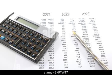 Berechnung der Finanzlage für 2020 Stockfoto