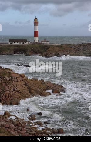 Buchanness Lighthouse, Boddam, Schottland Stockfoto