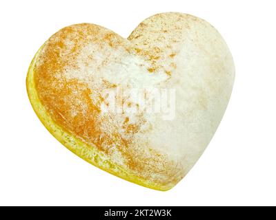 Deutscher Krapfen auf weißem Hintergrund isoliert Stockfoto