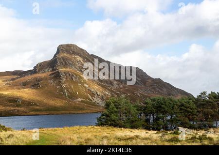 Cregennan Lakes, die von Bryn Brith, Snowdonia National Park, Gwynedd, Nordwales umgeben sind Stockfoto