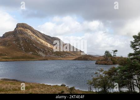 Cregennan Lakes, die von Bryn Brith, Snowdonia National Park, Gwynedd, Nordwales umgeben sind Stockfoto
