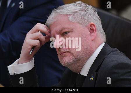 Edinburgh Scotland, Vereinigtes Königreich, 29. November 2022. Angus Robertson, Schottische Nationalpartei im Schottischen Parlament. Live-Nachrichten von sst/alamy Stockfoto