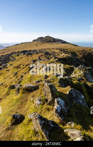 Mit Blick auf den Gipfel von Cadair Idris oder Cader Idris Stockfoto