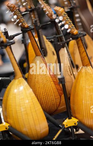 Italien, Lombardei, Cremona, Cremona Musica International Exhibitions and Festival 2022, Mandolin Standing Stockfoto