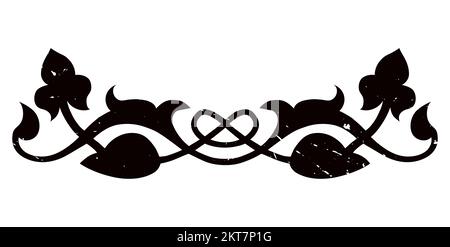 Blumenschmuck des Vektorbarock. Zeichnung mit Schwarzweiß-Tinte. Stock Vektor