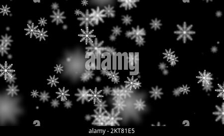 Snow Christal Illustration auf schwarzem Hintergrund. Ein ansprechendes Winterbild. Stockfoto