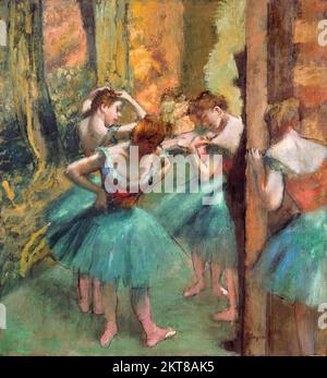 Entgasen. Gemälde mit dem Titel „Tänzer, Pink and Green“ von Edgar Degas (1834-1917), Öl auf Leinwand, c. 1890 Stockfoto