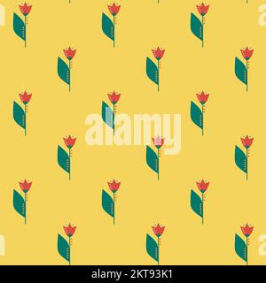 Sommerlich mit nahtlosem Blumenmuster. Einfache Formen. Skizzenzeichnung. Naturmotiv. Stockfoto