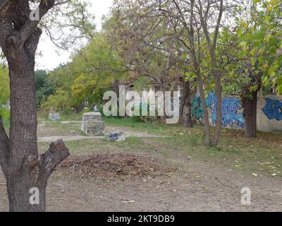 Vor WW2 aufgegebene Kavallerie-Barrackes in Kodra, Kalamaria, Thessaloniki, Griechenland Stockfoto