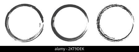 Grunge Circle Set (Grunge-Kreise gesetzt) Runde Formen. Handbemalter Rahmen. Vektordarstellung Stock Vektor
