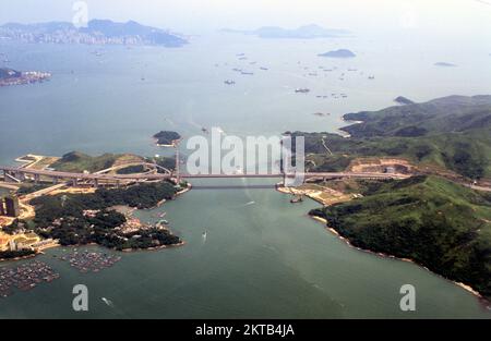 Kap Shui Mun Bridge, Hongkong (Luftaufnahme 2001) Stockfoto