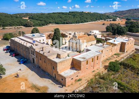 Kloster Arcadi auf der Insel Kreta, Griechenland. Kirche Timios Stavros - Moni Arkadiou in Griechisch. Es handelt sich um einen barocken venezianischen Kirche. Stockfoto