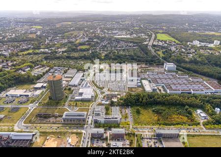 Aerial, Phoenix-West und Hoesch-Gasometer, Wilo Park und Firmengebäude MST Factory und ION-GAS GmbH in Konrad-Adenauer-Allee im Bezirk Stockfoto