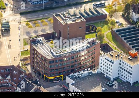 Luftaufnahme, Europaplatz, LWL Museum für Archäologie - Westfälisches Staatsmuseum, Herne-Mitte, Herne, Ruhrgebiet, Nordrhein-Westfalen, Deutschland, DE, EU Stockfoto