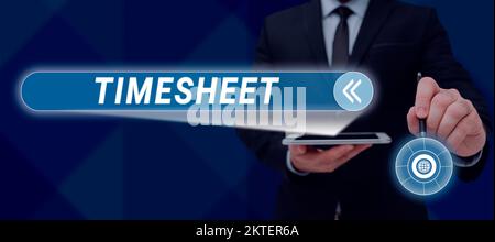 Handschriftliches Schild Stundennachweis, grafische Darstellung des Zeitraums, in dem Ereignisse markiert werden Stockfoto