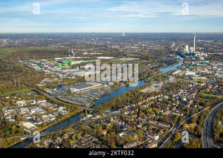 Luftaufnahme, am Westhafen, CTH Containerterminal, Rhein-Herne-Kanal, Herne Crange Lock, Unter Fritz, Herne, Ruhrgebiet, Nordrhein-Westfalen, Deutschland Stockfoto
