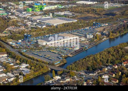 Luftaufnahme, am Westhafen, CTH Container Terminal, Rhein-Herne Canal, Unser Fritz, Herne, Ruhrgebiet, Nordrhein-Westfalen, Deutschland, DE, Europa, Aeri Stockfoto