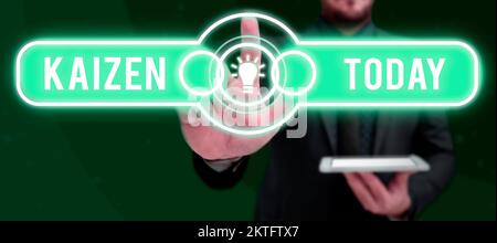 Textunterschrift präsentiert Kaizen, Word für eine japanische Unternehmensphilosophie zur Verbesserung der Arbeitsmethoden Stockfoto