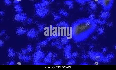 Animation mit sich bewegenden Molekülen im Raum. Bewegung. Ring 3D Moleküle bewegen sich im chaotischen Feld. 3D Moleküle oder Partikel bewegen sich im Raum. Stockfoto