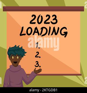 Konzeptunterschrift 2023 Loading, Word geschrieben auf Advertising the Following Year Forecasting the future Event Stockfoto