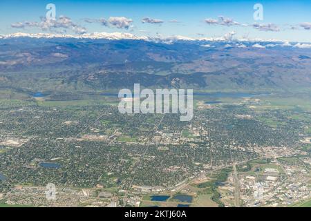 Luftaufnahme von Ft. Collins, Colorado, USA Stockfoto