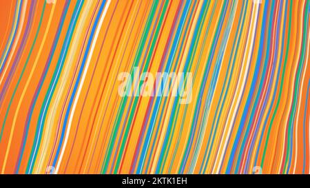 Mehrfarbige Linien, die sich in verschiedene Richtungen bewegen. Bewegung. Helle dünne Linien in der Bewegungssimulation, die in verschiedene Richtungen fliegen. Hochwertige 4K-Aufnahmen Stockfoto