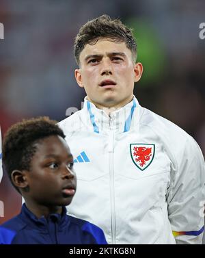 29.. November 2022; Ahmed bin Ali Stadium, Al Rayyan, Katar; FIFA Fußball-Weltmeisterschaft, Wales gegen England; Daniel James von Wales Stockfoto