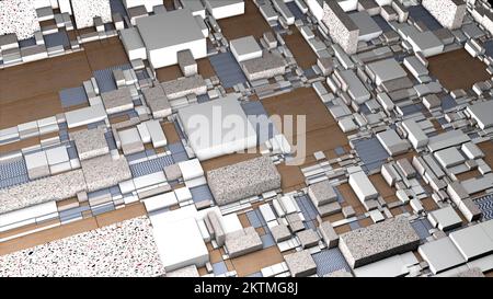 Abstrakte surreale Textur von 3D Rechtecken in Zeitlupe. Bewegung. Unterschiedliche Größe der diagonal fließenden Blöcke Stockfoto