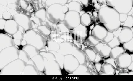 3D Blasen blasen. Design. Kochende Luftblasenmasse in 3D-Animation. Hintergrund kochender grosser Blasen. Masse der kochenden Flüssigkeit. Stockfoto