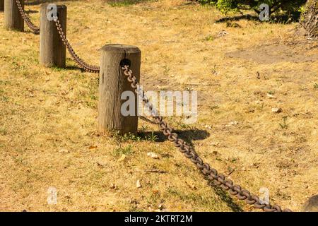 Kettenzaun im Deas Island Regional Park in Delta, British Columbia, Kanada Stockfoto