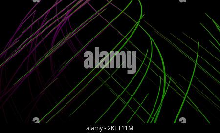 Helle mehrfarbige Dünnstrahlen. Design. Der schwarze Hintergrund und die Linien in der Animation , die in hellen Schattierungen brennen . 4 von hoher Qualität Stockfoto