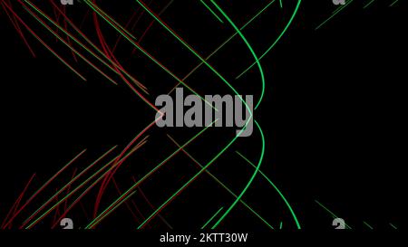Helle mehrfarbige Dünnstrahlen. Design. Der schwarze Hintergrund und die Linien in der Animation , die in hellen Schattierungen brennen . 4 von hoher Qualität Stockfoto