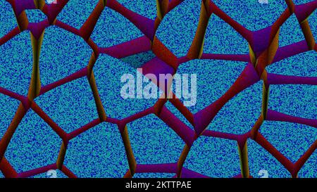 Blauer und grauer Hintergrund. Design. Ein Mosaik, das sich in verschiedenen Richtungen in Steinen ausbreitet, in Cartoon-Animation. Hochwertige 4K-Aufnahmen Stockfoto