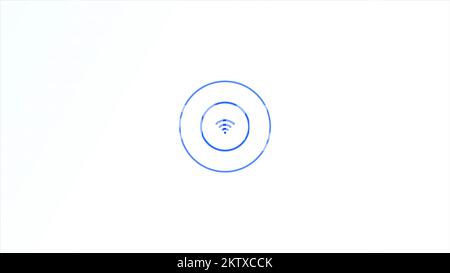 Kabellose Internetverbindung. Motion.Weißer Hintergrund mit einem WLAN-Symbol, mit dem die Symbole der Personen verbunden sind. Hochwertige 4K-Aufnahmen Stockfoto