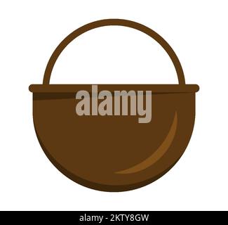 Camping flach Metall Camping Wok Lagerfeuer flach. Kochen Essen offenes Feuer Natur Reisen Camping Militär Jagd Gusseisen Kochgeschirr aktive Erholung Wälder Picknick Icon Kochgeschirr Kochsuppe isoliert Stock Vektor