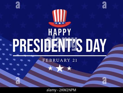 Happy Presidents Day with Stars and USA Flag for the President of America Passed for Poster in Flat Cartoon Hand Drawn Templates Illustration (Happy Presidents Day mit Stars and USA Flag für den Präsidenten von Amerika geeignet für ein Poster in einer flachen Carto Stock Vektor