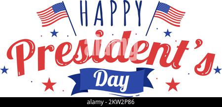 Happy Presidents Day with Stars and USA Flag for the President of America Passed for Poster in Flat Cartoon Hand Drawn Templates Illustration (Happy Presidents Day mit Stars and USA Flag für den Präsidenten von Amerika geeignet für ein Poster in einer flachen Carto Stock Vektor