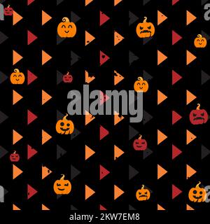 Halloween Kürbis Jack O Lantern Dreieck Grunge Muster Stock Vektor