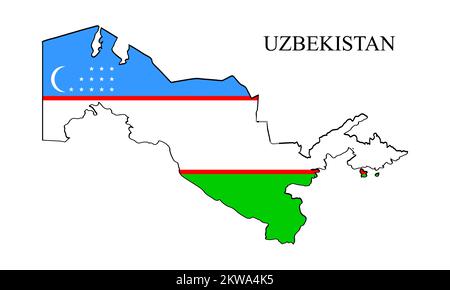 Usbekistan-Kartenvektordarstellung. Weltwirtschaft. Berühmtes Land. Zentralasien Stock Vektor