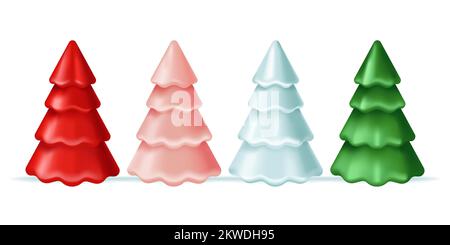 3D Minimaler Weihnachtsbaum. Vektordarstellung, dekoratives Xmas-Element Stock Vektor